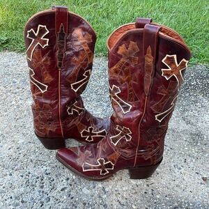 Ladies Southern Cross Boot w/Antique Brown Inlayed Leather Women Size 6.5 M